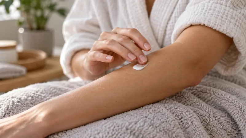 Thoa kem dưỡng ẩm nhẹ lên vùng da khô