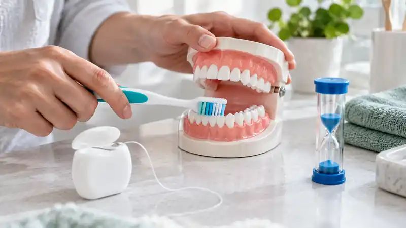 Minh họa cách đánh răng nhẹ nhàng đúng cách
