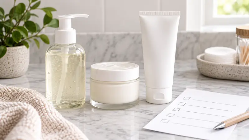 Bộ sản phẩm chăm sóc da tối giản không nhãn